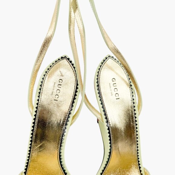 Gucci Crystal Tiger Wedge Sandals EU 41 US 11 Pastel Green Patent Embellished - Picture 4 of 12